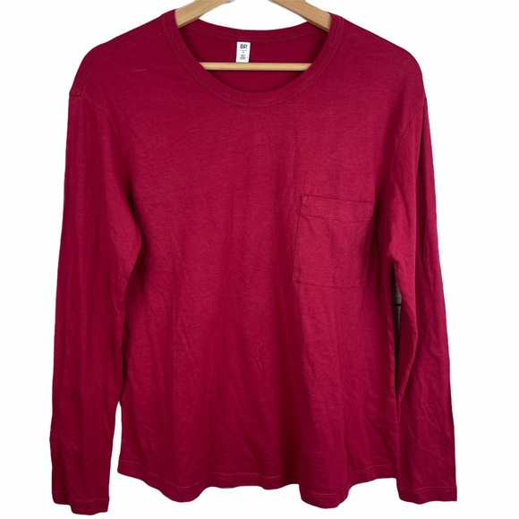 bp Tops - V BP Tee Red Long Sleeve Slouch Crewneck Pocket S